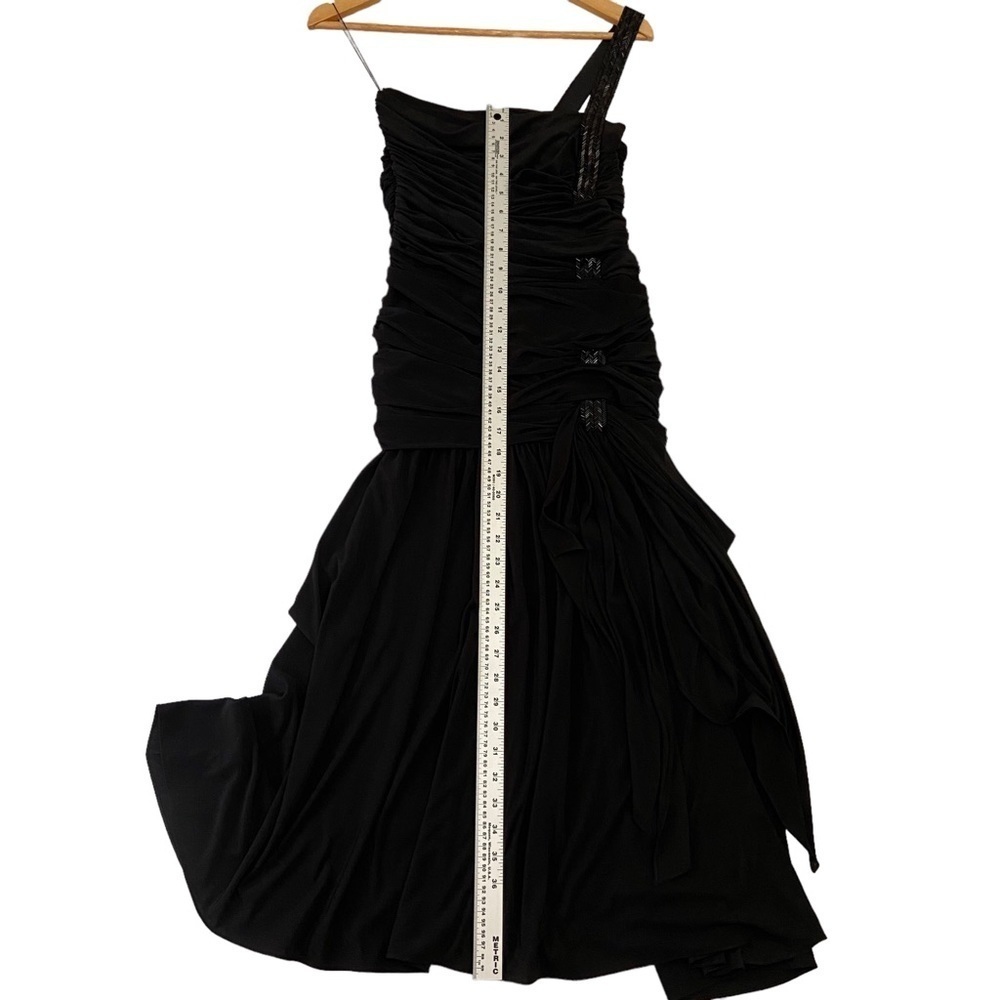 Vintage Kira cocktail dress draped dress one shoulder black beaded flattering - Picture 11 of 16